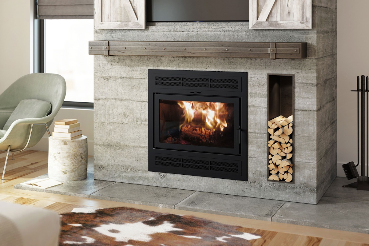 Image Ambiance Élégance 36 built-in wood fireplace - Square shape                                                                                           