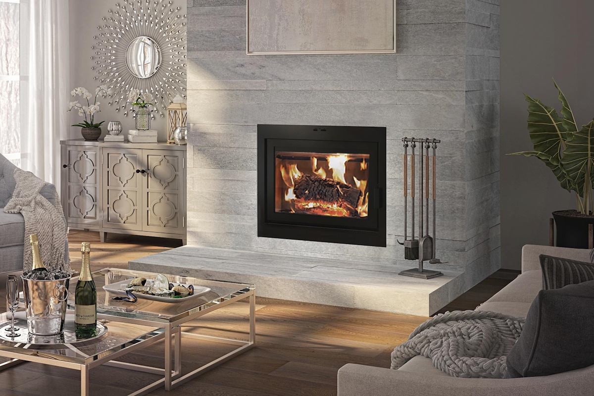 Image Ambiance Élégance 40 built-in wood fireplace - Square shape                                                                                           