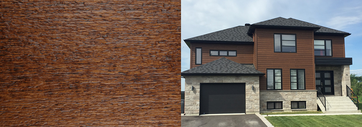 Image HardiePlank Fiber Cement Lap Siding - Cedarmill Finish - 6 1/4 '' - 2-tone Torrified colour by St-Laurent                                             