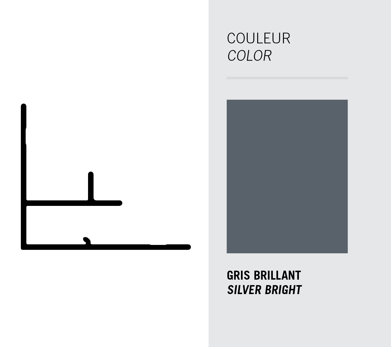 Image Moulure Light Trim coin intérieur pour panneau 5/16'' et déclin 3/4'' - Gris Brillant