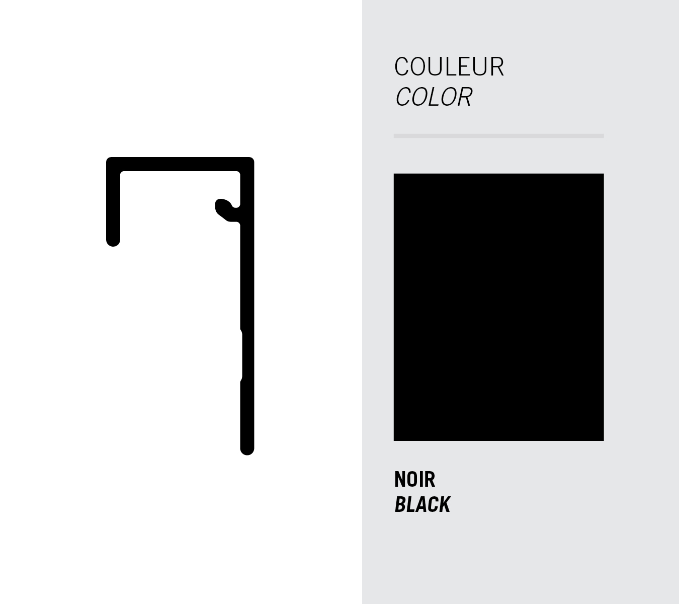 Image Moulure Light Trim en J universelle 5/16'' pour panneau - Noir