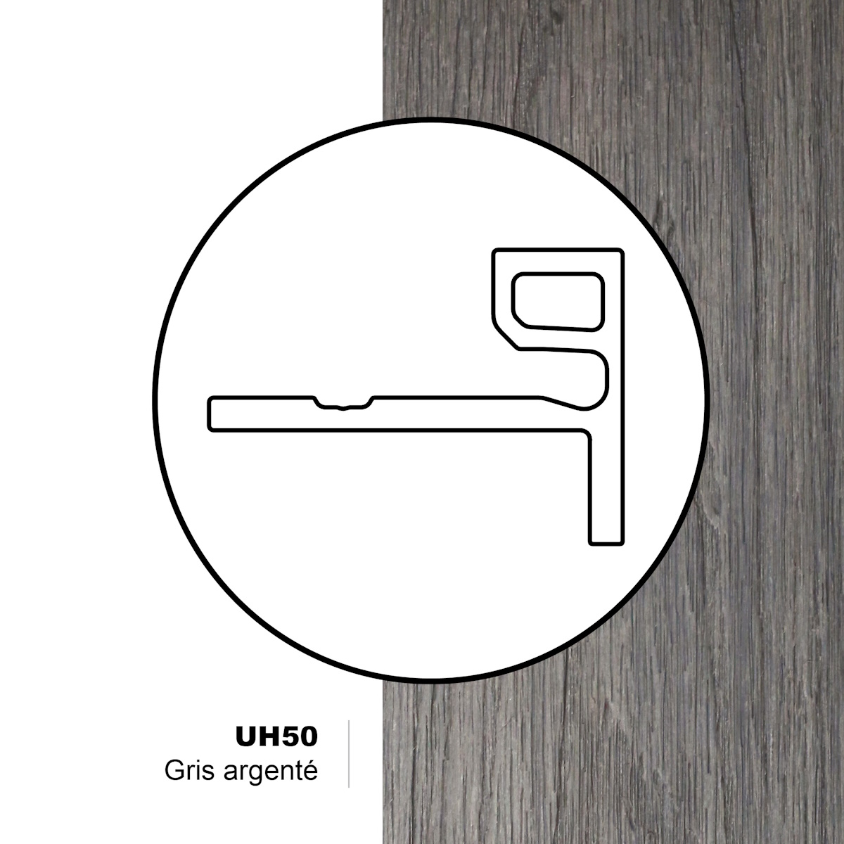 Image Moulure de finition UH50 pour profilé Norvégien UH61 - 16pi - Gris Argenté                                                                            