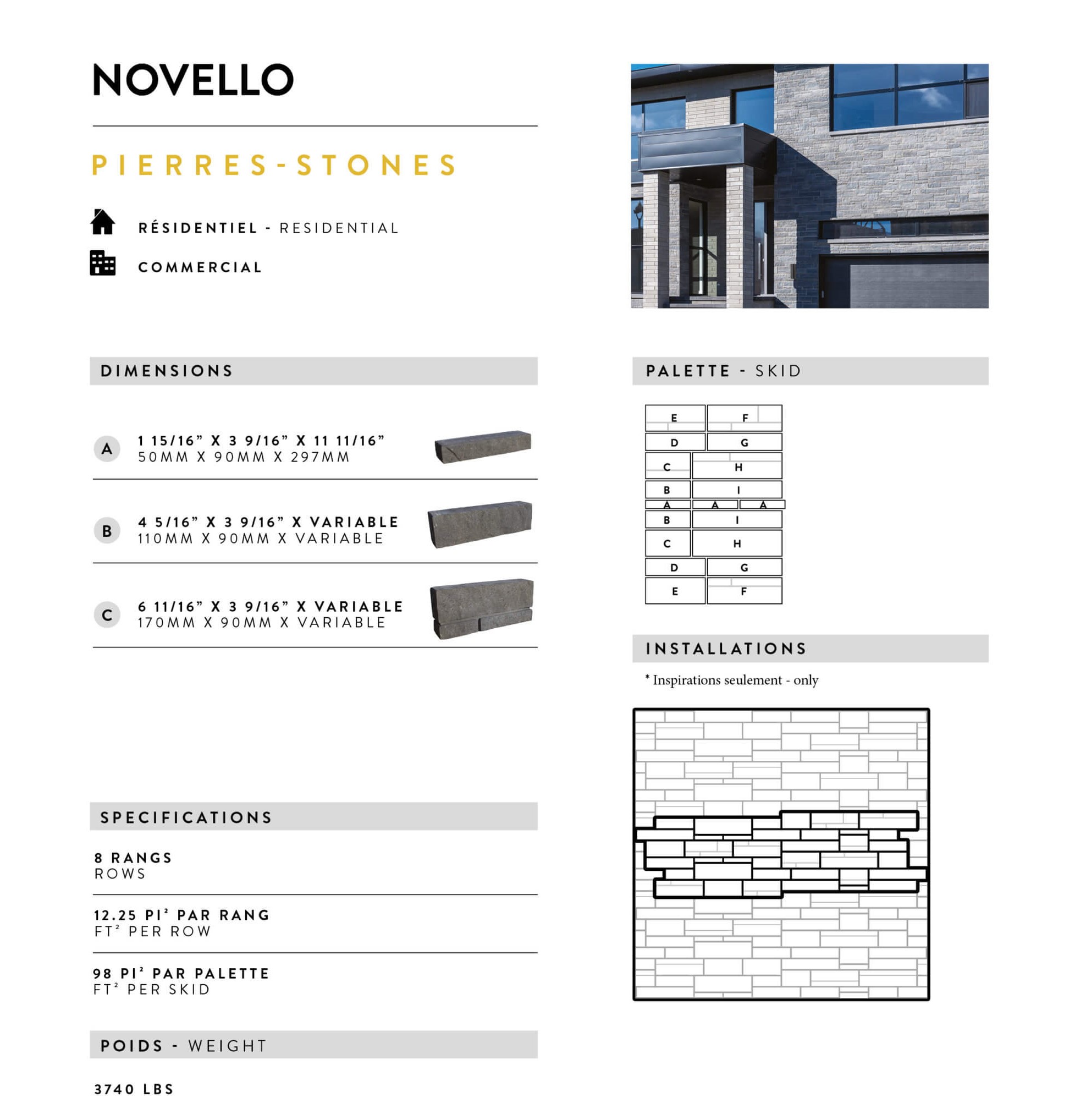 Novello stone data sheet